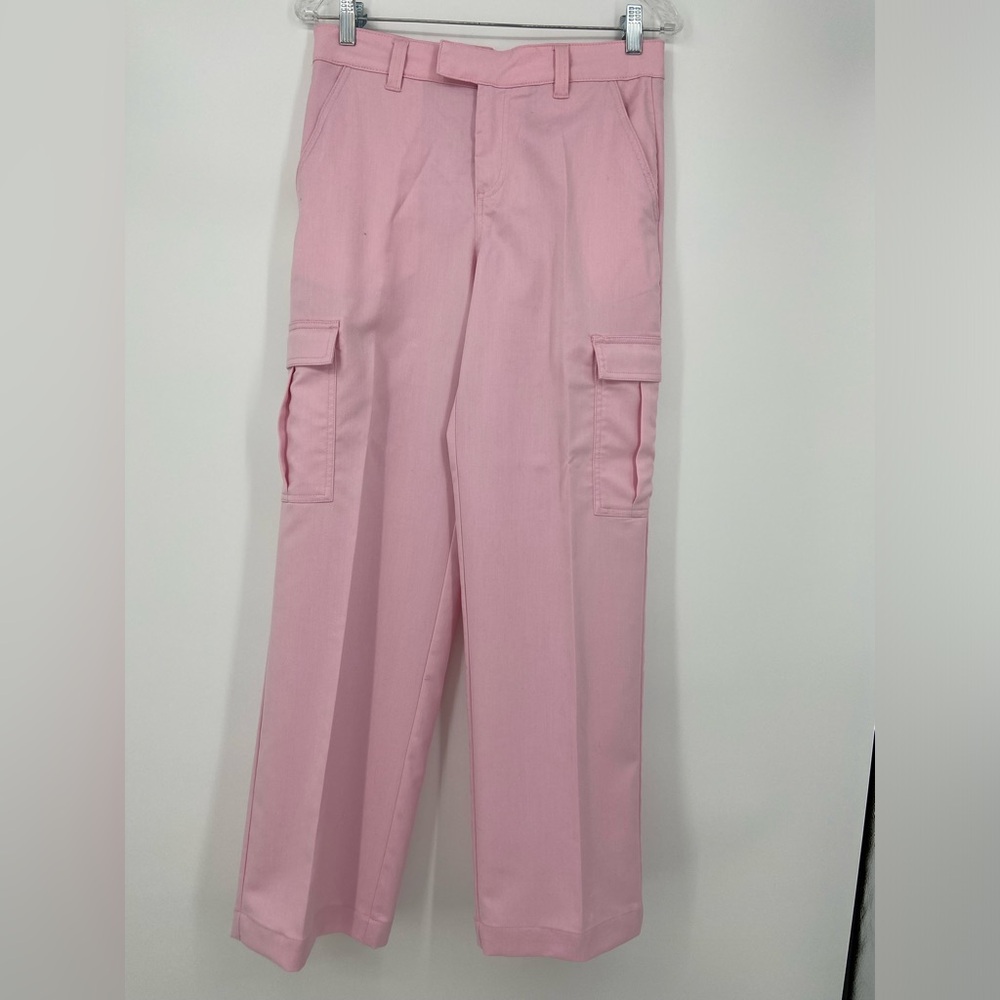 H&M DIVIDED Pink Zip & Button Front Cargo Pockets Straight Leg Pants size 4